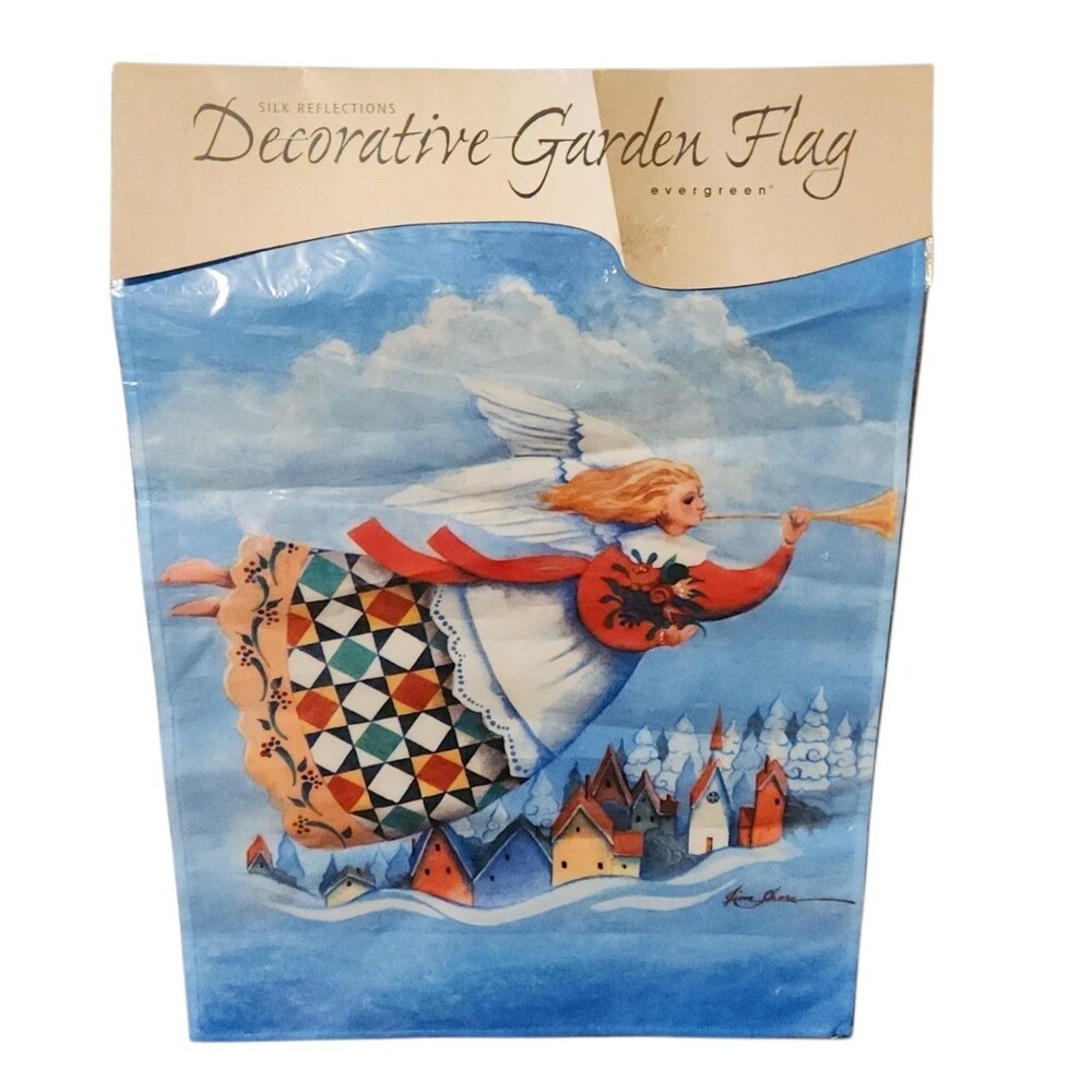 Evergreen Silk Reflections Garden Flag Jim Shore Christmas Angel 12.5" X 18"